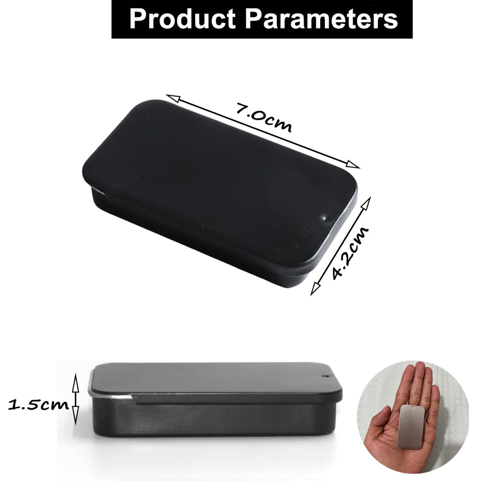 2 Pack Tin Metal Container for Zyn, Slide Top Pouch Holder Snus Can, Storage Case for Pouch, Gift for Men and Women, Black and Silver