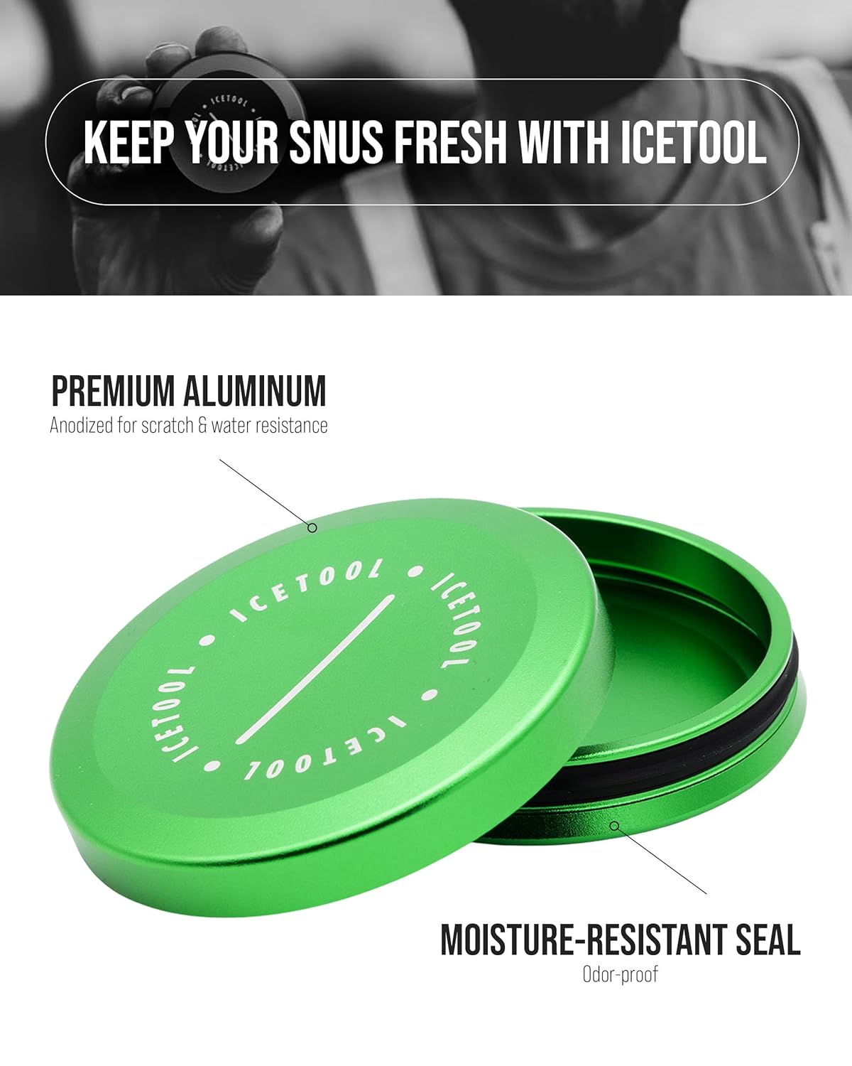 Mini Can – Small Metal Pouch Container for Zyn – Anodized Aluminum Container – Tight Seal, Moisture & Odor-Proof Box – Holds 11 Mini Portions – 2.13" x0.47\u201D Can – Green